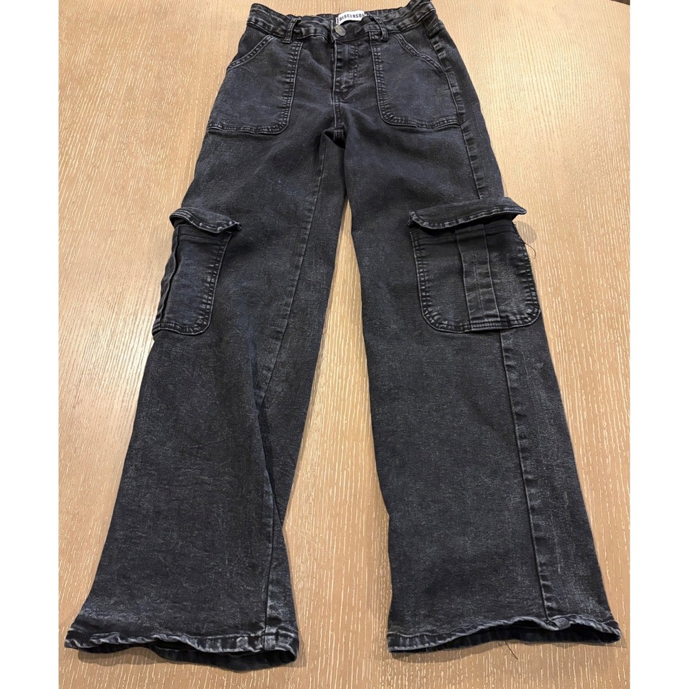 Disclosure Women's Size 5/27 Black Washed Cargo Jeans Wide Leg Y2K Grunge